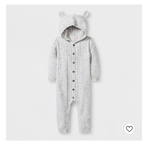 Baby Boys' Nep Bear Hood Romper - Cat & Jack™ Heather Gray